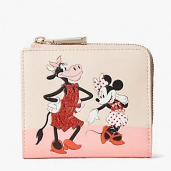 disney x kate spade minnie mouse clarabelle & friends small bifold wallet - Picture 1 of 14